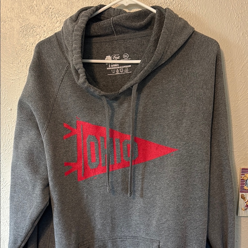 Charcoal Hoodie with Bold Red Logo